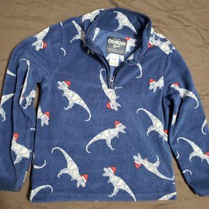Fleece Sweater Santa Dinosaurs Christmas Soft Navy Blue Size 5 Oshkosh